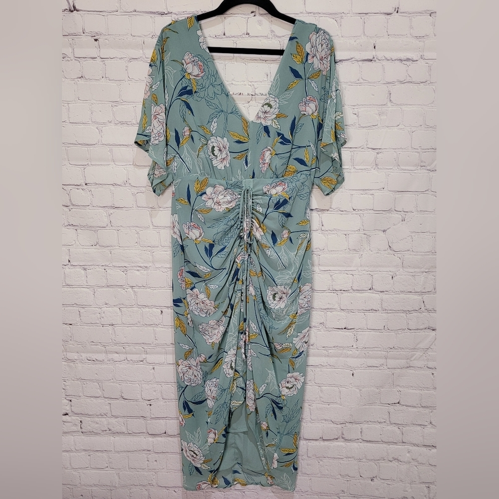 June & Hudson Dress Gathered Down‎ The Front Floral Print Size Small